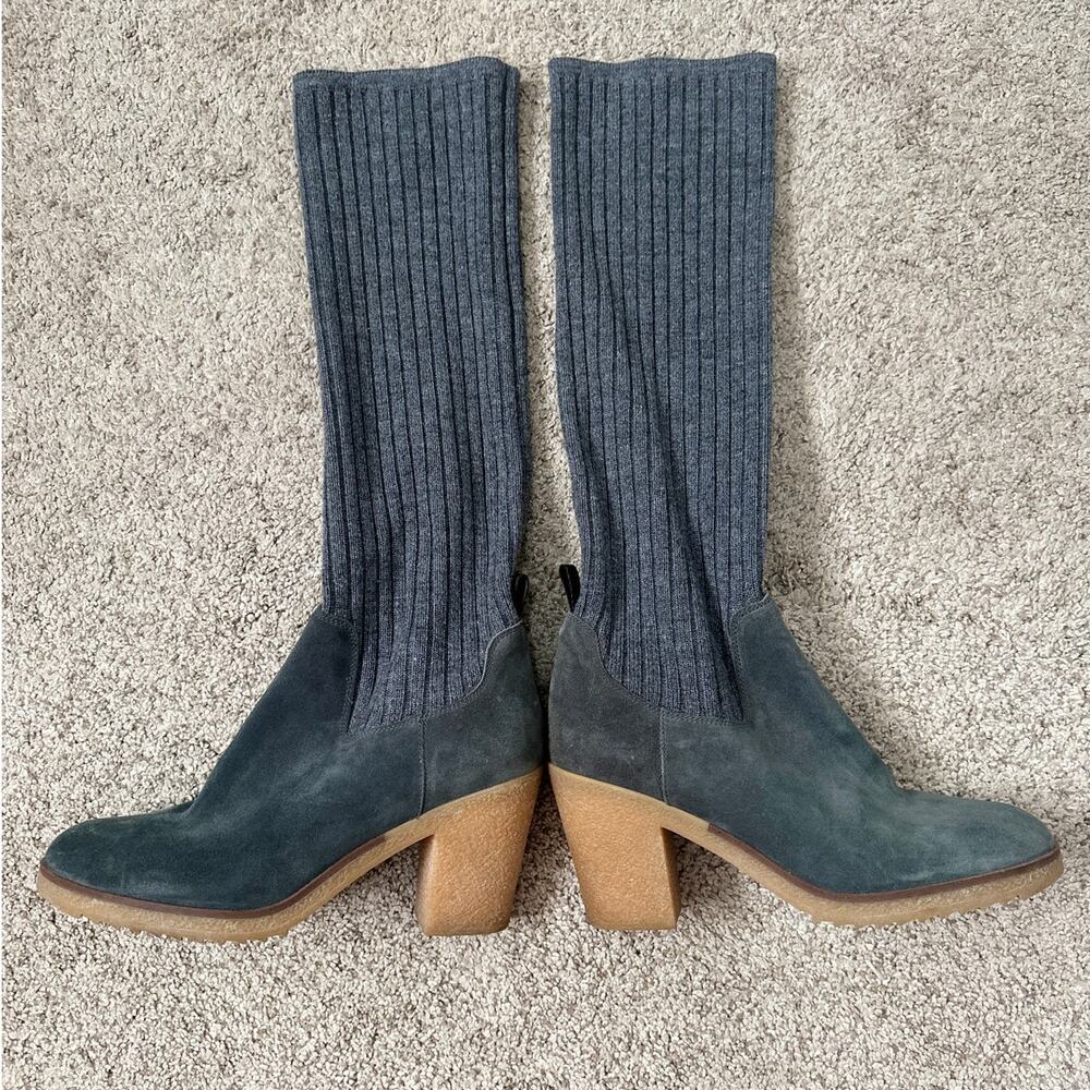 Miss Albright Sz 38 Sweaterknit Blue Suede Boots